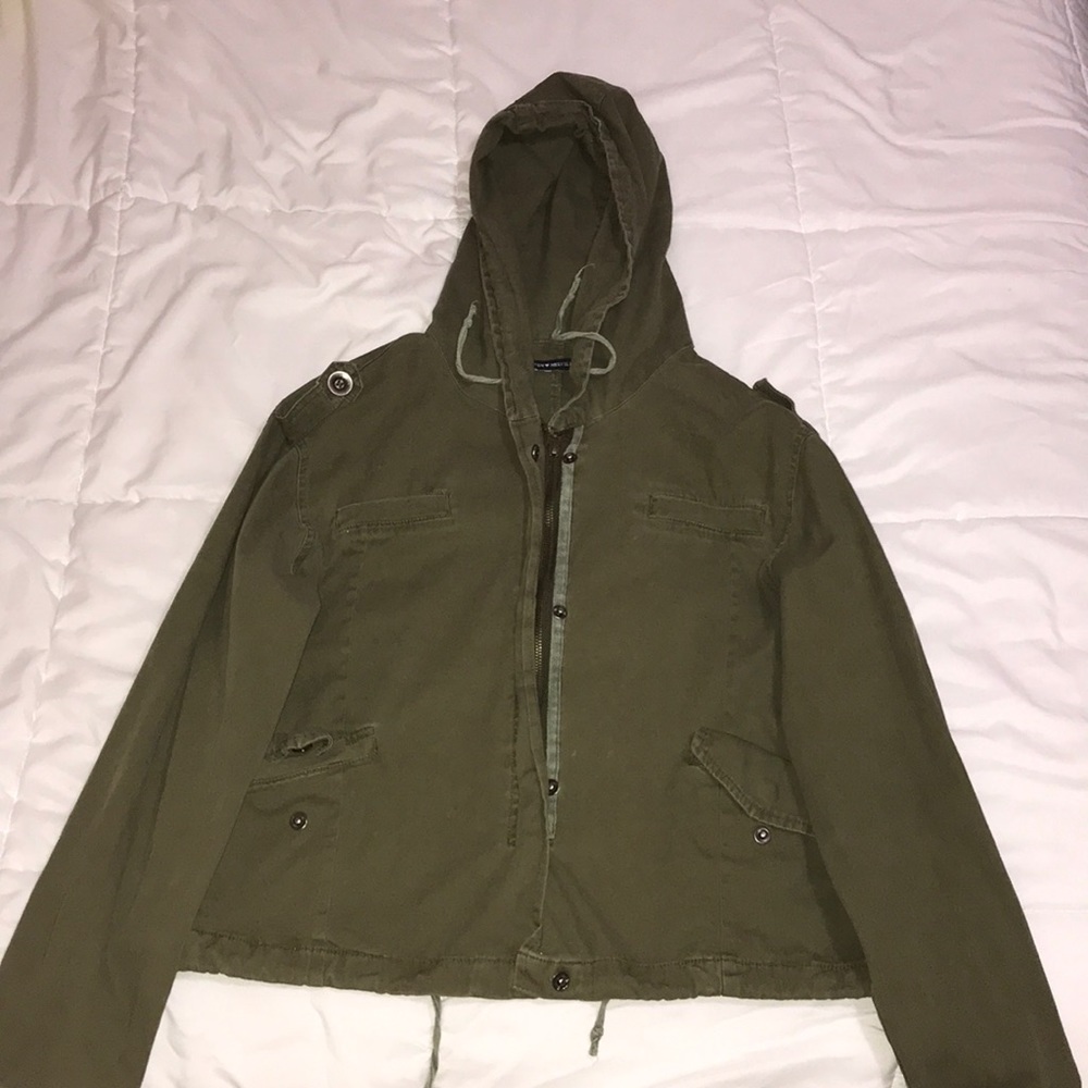 'Hailey' Army Green Hooded Zip Up Light Jacket